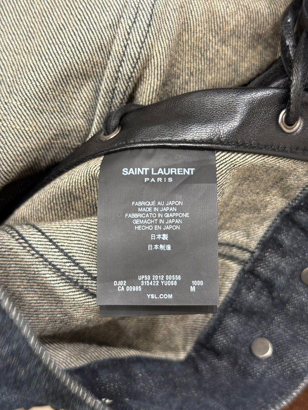 2012 Saint Laurent by Hedi Slimane lace-up leather denim vest