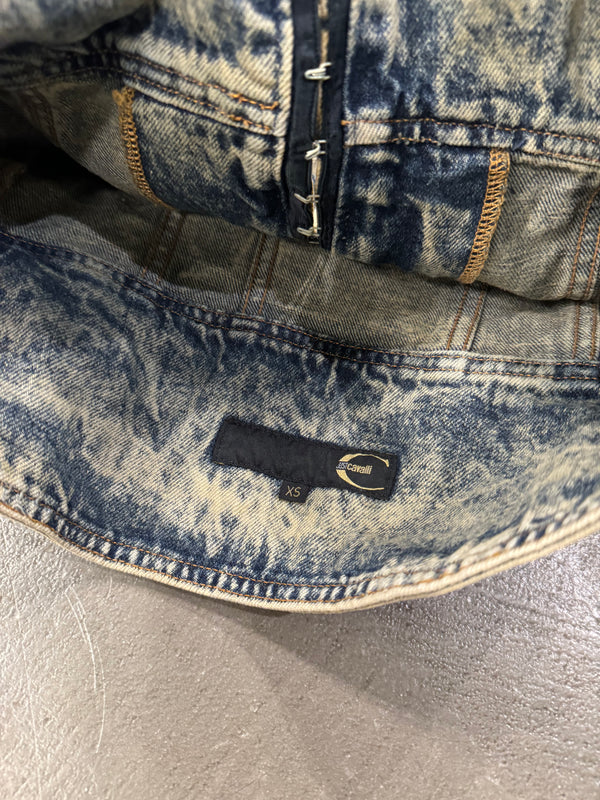 2000s Roberto Cavalli dyed faded denim jacket