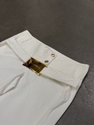 2001 Dolce & Gabbana white cotton belted shorts