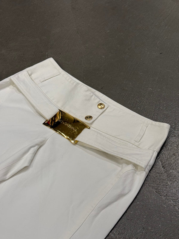 2001 Dolce & Gabbana white cotton belted shorts
