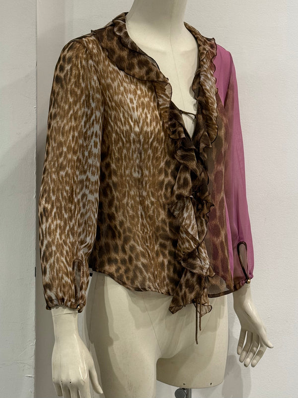 2000s Cavalli leopard print blouse