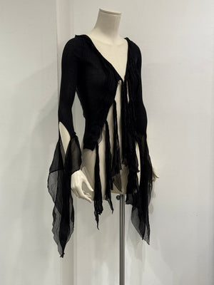 2000s Jean Paul Gaultier sheer ribbon-tie corset blouse