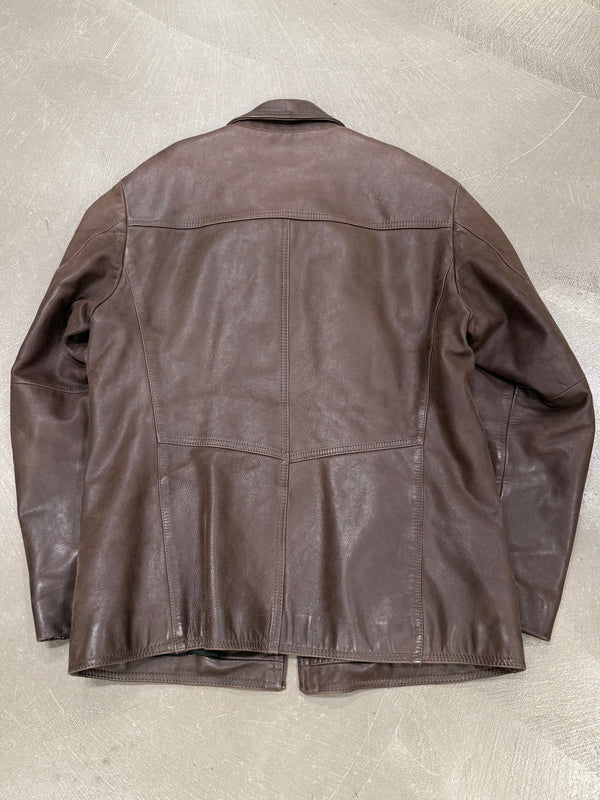 2000s Armani leather zip jacket