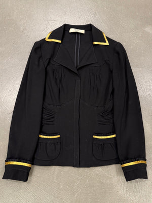 2006 Prada gold trimmed pleated jacket