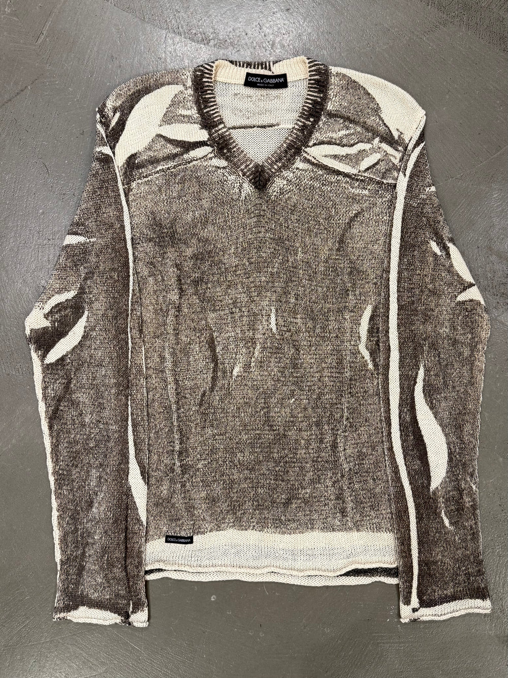 2000s Dolce & Gabbana wrinkle dyed v-neck knit
