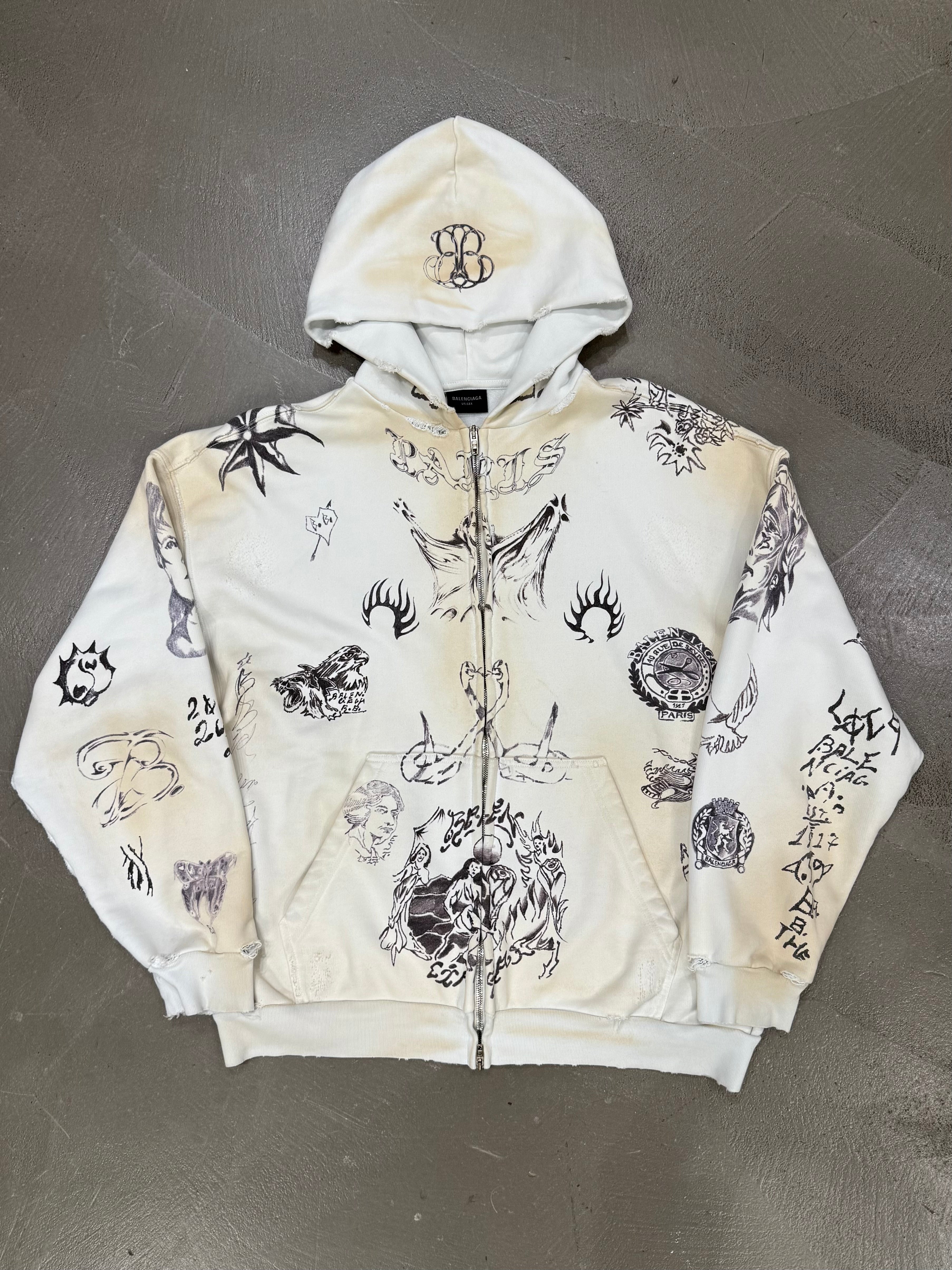 S/S2024 Balenciaga tattoo hoodie