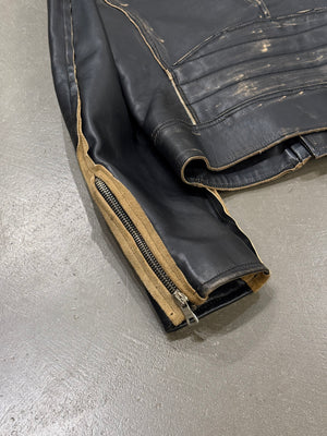 2022 Balmain distressed leather biker jacket