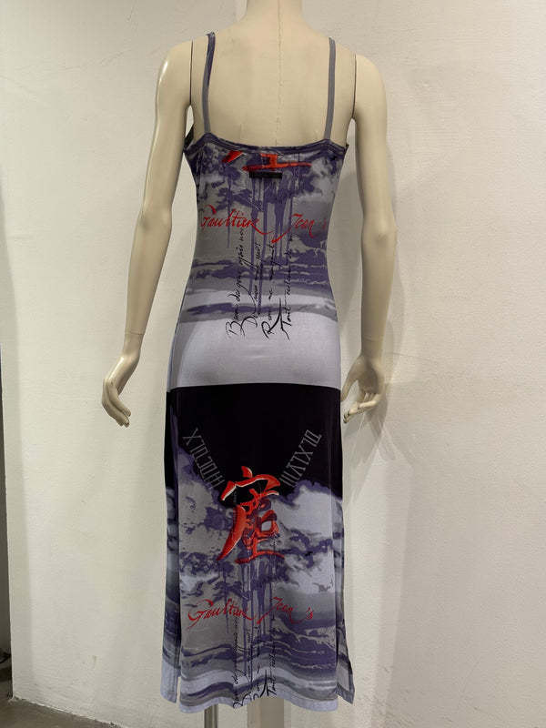 1990s Jean Paul Gaultier cloud print slip dress