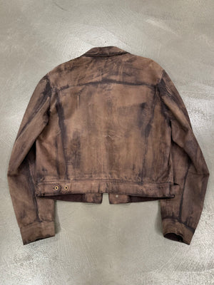 2000s Miu Miu stained treatment leather jacket