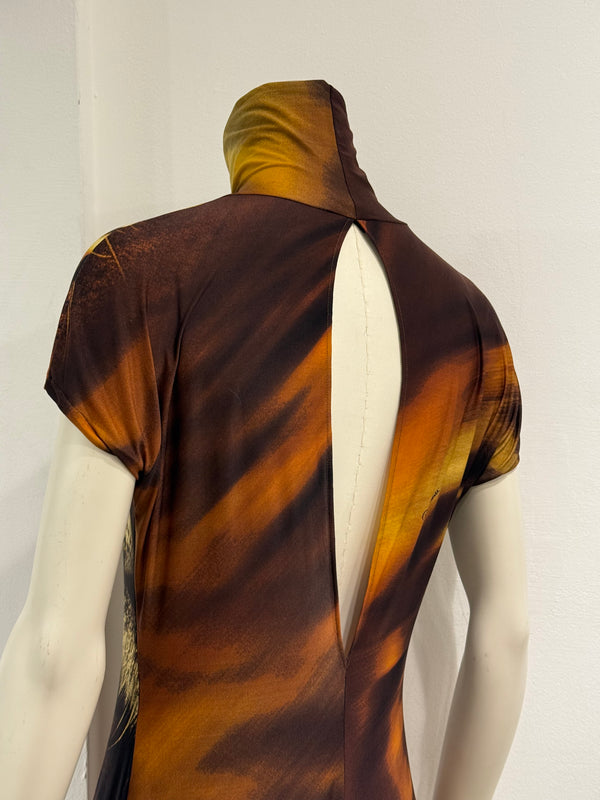 A/W2000 Roberto Cavalli cut-out tiger print dress