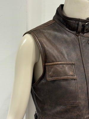 2000S Dolce & Gabbana military cargo leather vest
