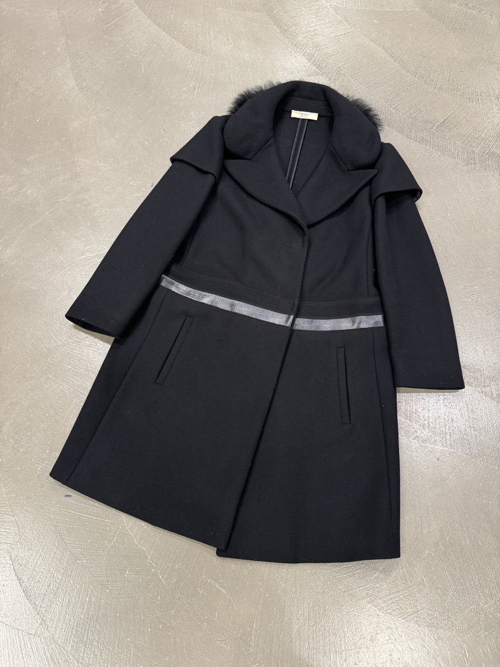 2000s Prada real fur wool coat