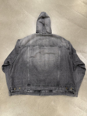 2022 Balenciaga faded denim hooded anorak jacket