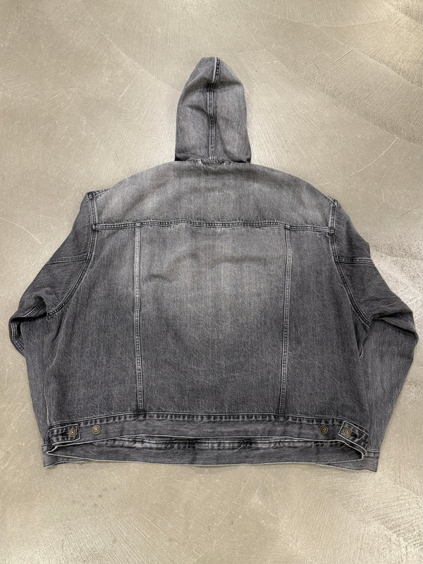 2022 Balenciaga faded denim hooded anorak jacket