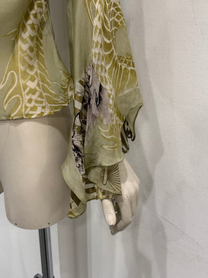 A/W2006 Roberto Cavalli dragon ruffle silk blouse top