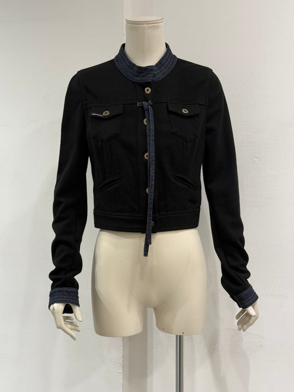 2000s Dolce & Gabbana denim trim cropped jacket