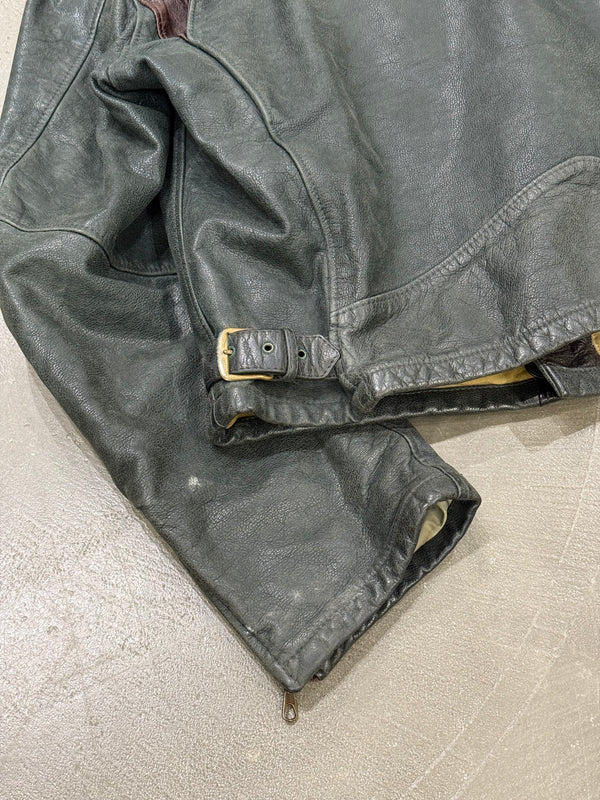 1990s Armani double breasted aviator leather jacket
