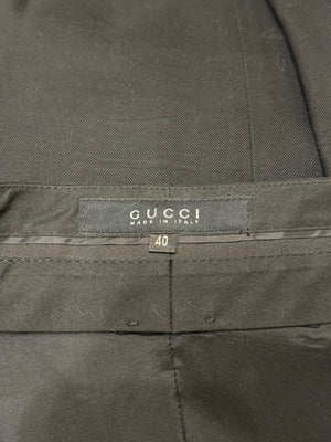 2000s Gucci by Tom Ford wool skirt with leather insert