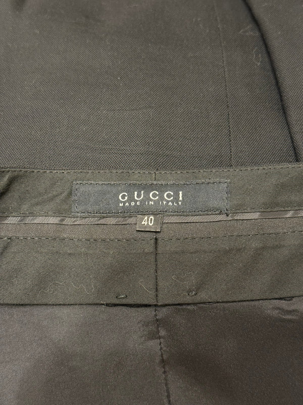 2000s Gucci by Tom Ford wool skirt with leather insert