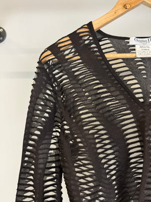 2001 Christian Dior by John Galliano semi-transparent cropped jaquard knit