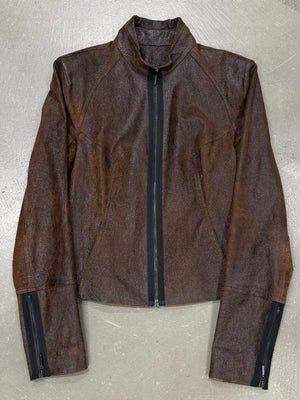 2000s Plein Sud distressed leather jacket