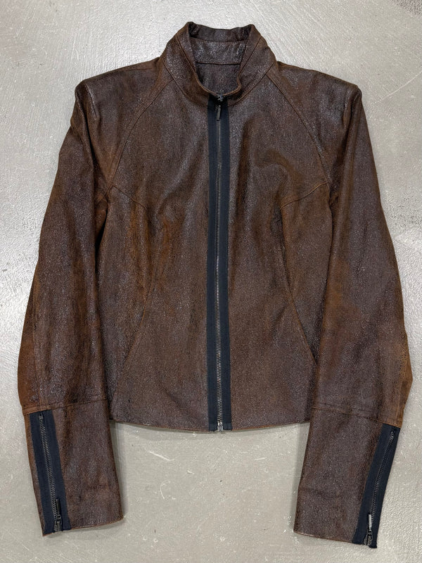 2000s Plein Sud distressed leather jacket