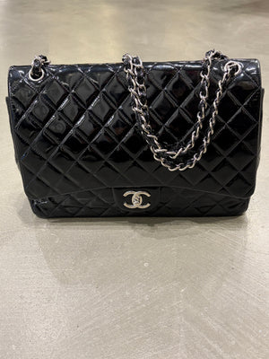 2013-2014 Chanel Large Flap double chain matelasse patent leather bag