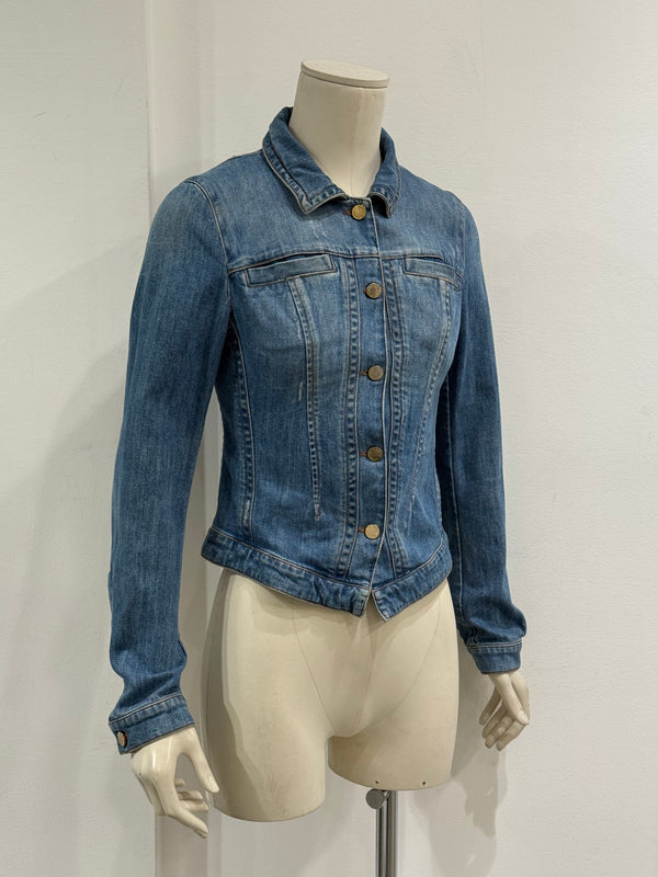 200s Roberto Cavalli distressed denim jacket