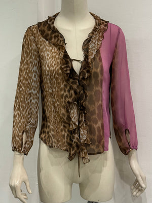 2000s Cavalli leopard print blouse