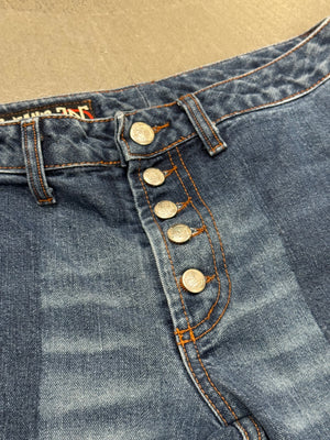 2000s Jean Paul Gaultier flared patchwork jeans