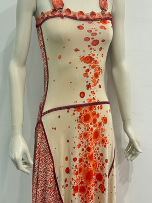 S/S2004 Jean Paul Gaultier red spots print long dress