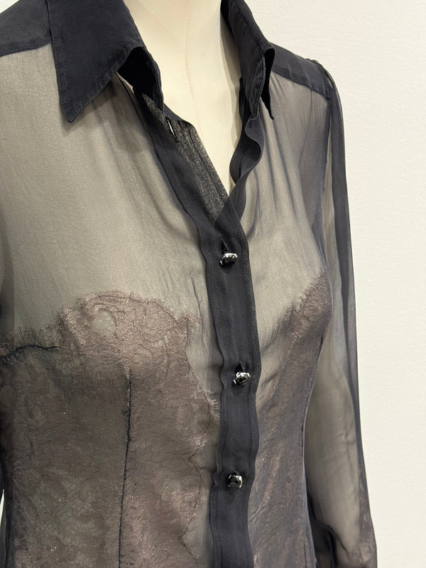 2000s Dolce & Gabbana Silk lace hybrid shirt