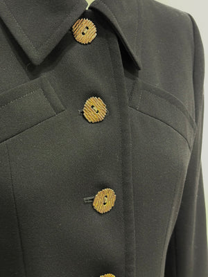 1990s Yves Saint Laurent  wool skirt suit with gold buttons
