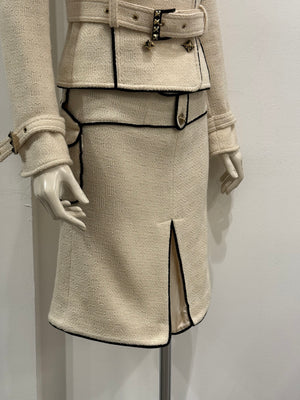 2000s Roberto Cavalli tweed set jacket & skirt