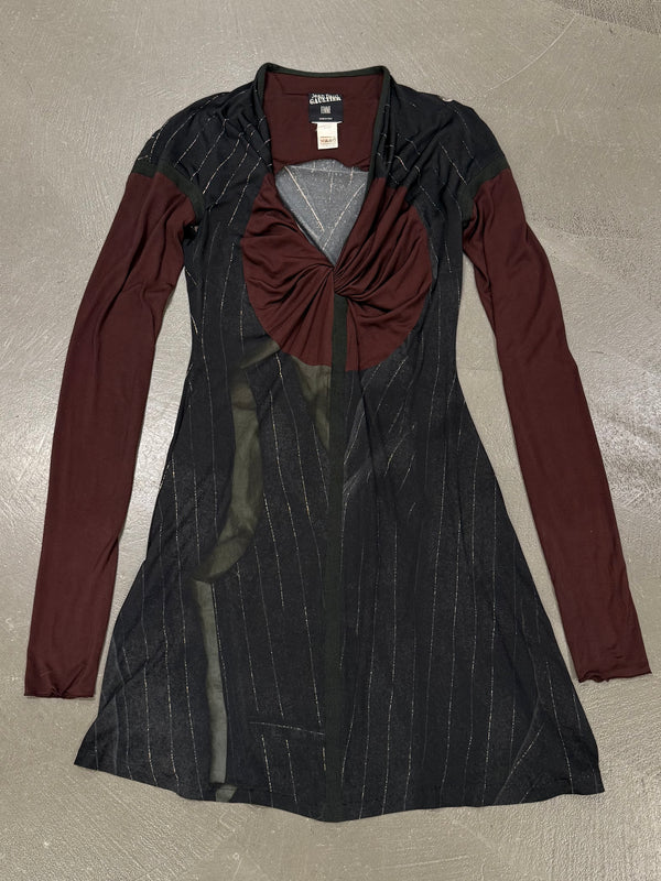 2000s Jean Paul Gaultier patchwork twist-front dress