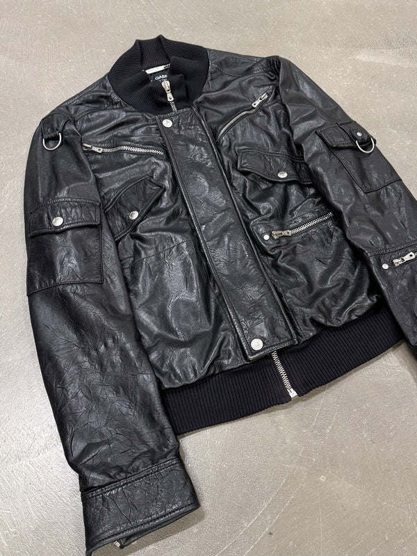 S/S2004 Dolce & Gabbana multi-zipper runway leather jacker