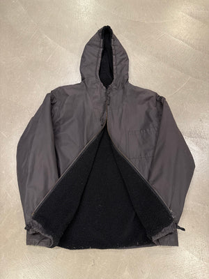2000s Helmut Lang shearling lined cotton hooded jacket