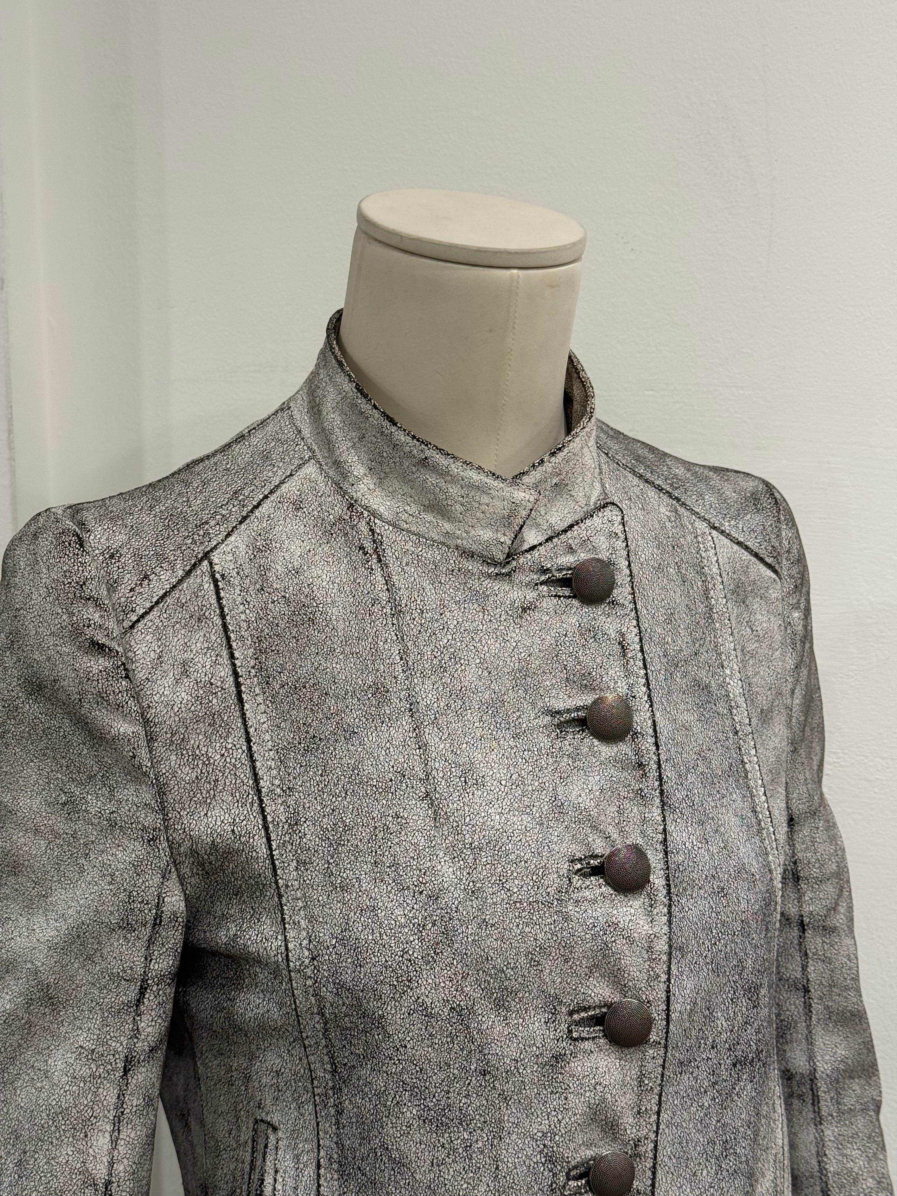 S/S2002 Ann Demeulemeester runway cracked leather Napoleon military ja