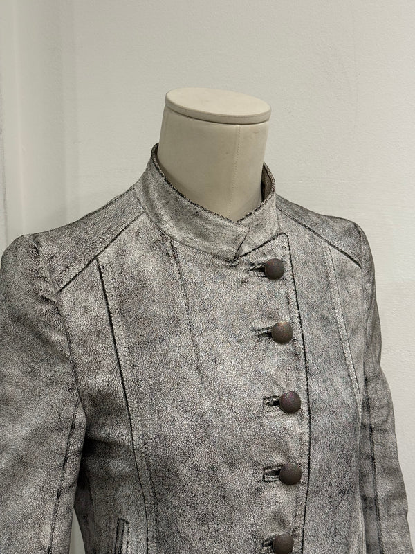 S/S2002 Ann Demeulemeester runway cracked leather Napoleon military jacket