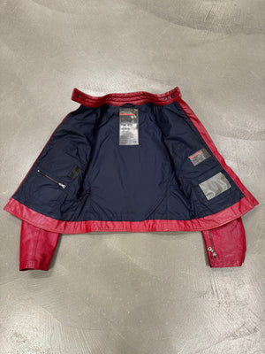 S/S2000 Prada biker red leather jacket with padded elbow
