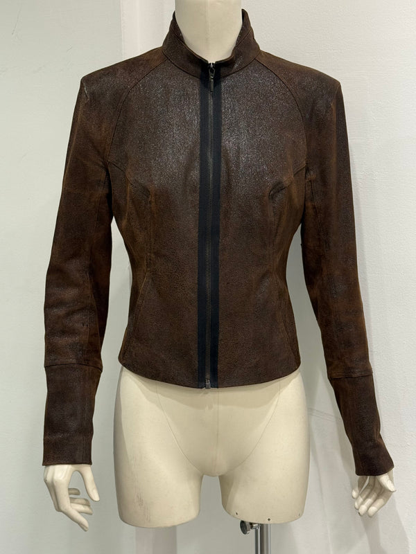 2000s Plein Sud distressed leather jacket