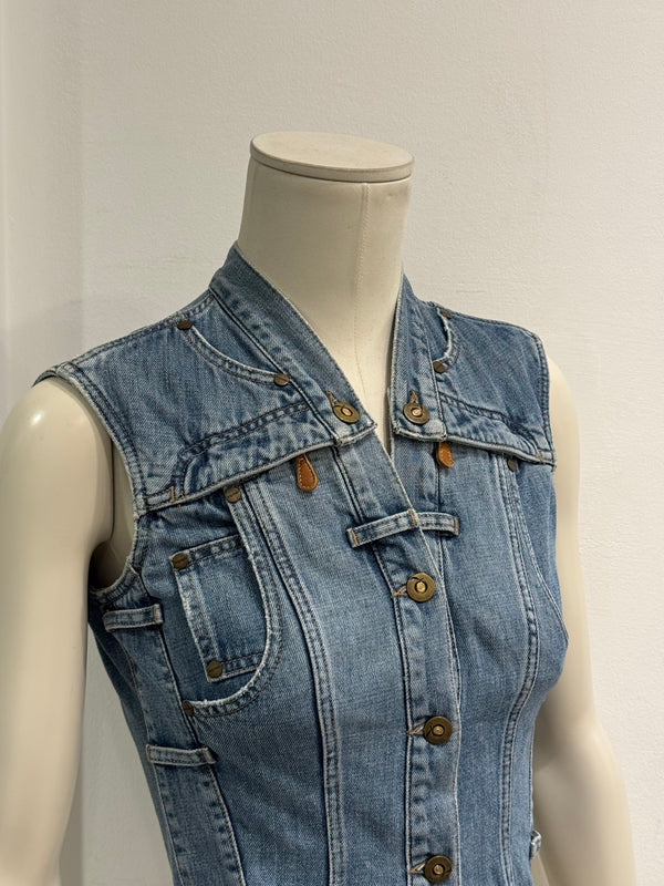 2000s Alexander McQueen distressed lace-up denim vest