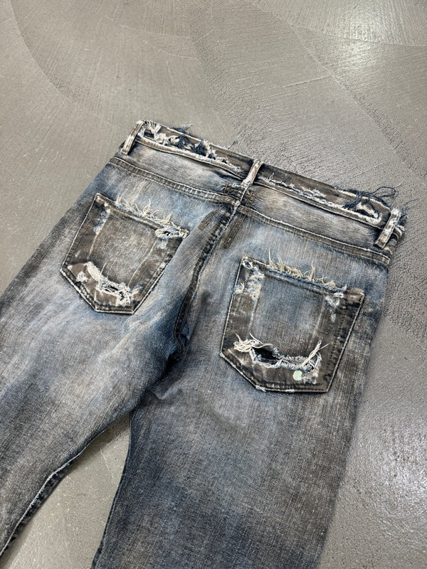 2009 Rick Owens Olmar and Mirta distressed dust denim