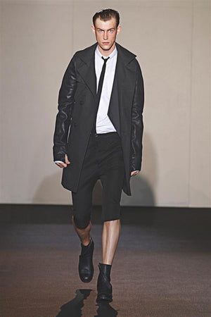 S/S2013 Boris Bidjan Saberi runway hybrid trench coat with leather sleeves