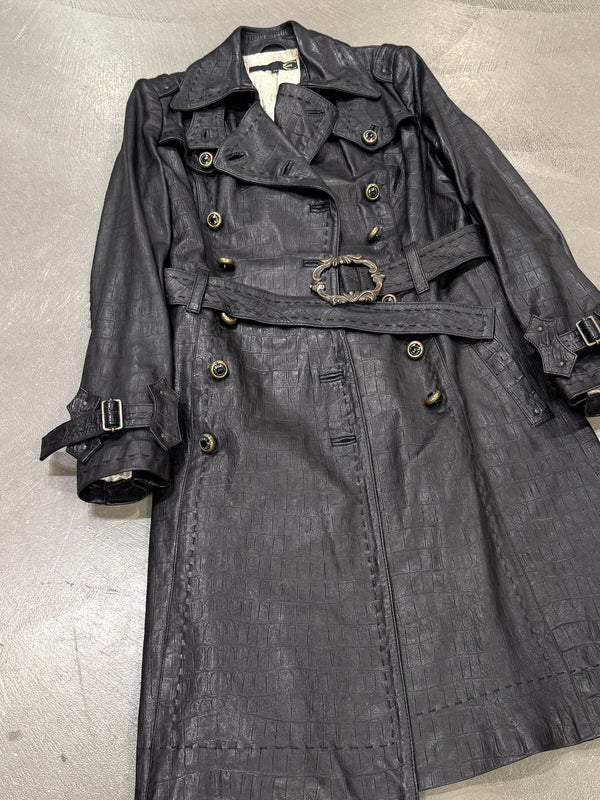 2000s Cavalli heavy leather coat