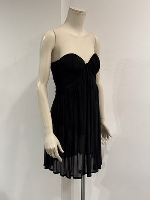 S/S2005 Alexander McQueen strapless draped chiffon mini dress