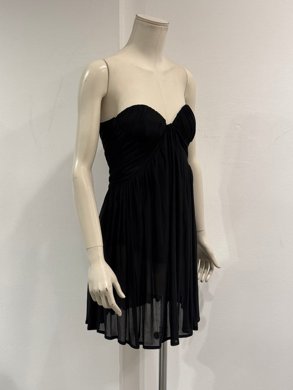 S/S2005 Alexander McQueen strapless draped chiffon mini dress