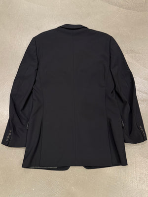 1990s Gucci by Tom Ford black wool suit with monogram lining