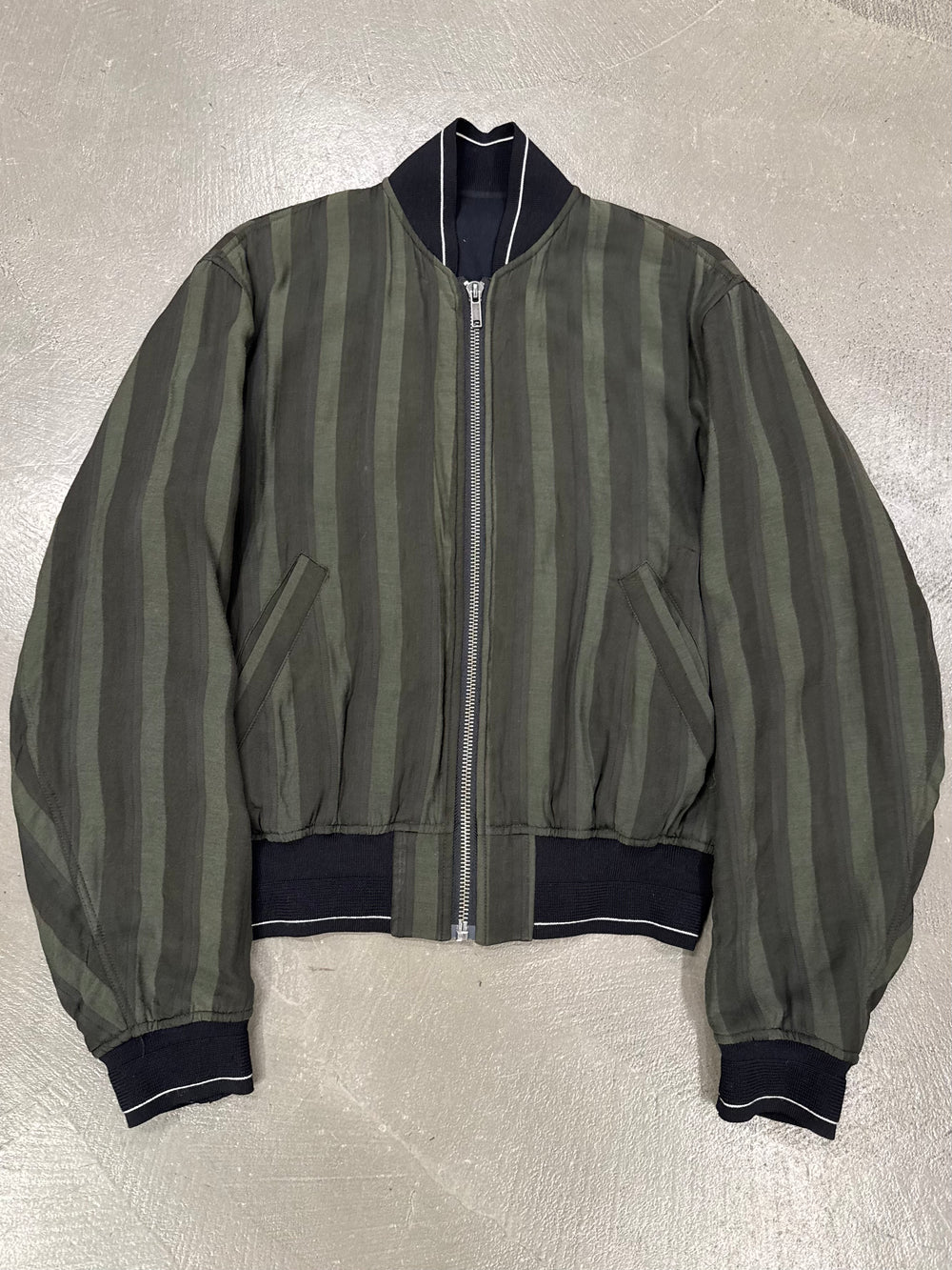 S/S2018 Haider Ackermann green stripe bomber jacket