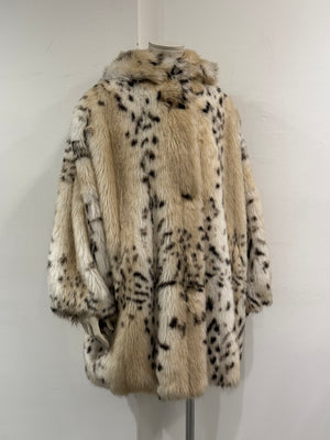 2000s Emporio Armani lynx print faux fur coat